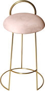 Gold finish frame / pink round top seat bar stool by Meridian additional picture 3