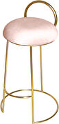 Gold finish frame / pink round top seat bar stool by Meridian additional picture 5