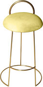 Gold finish frame / yellow round top seat bar stool by Meridian additional picture 3