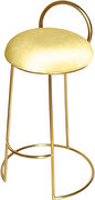 Gold finish frame / yellow round top seat bar stool by Meridian additional picture 4