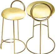 Gold finish frame / yellow round top seat bar stool by Meridian additional picture 5