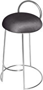 Chrome finish frame / gray round top seat bar stool by Meridian additional picture 2