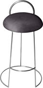 Chrome finish frame / gray round top seat bar stool by Meridian additional picture 3