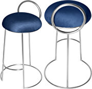 Chrome finish frame / navy round top seat bar stool by Meridian additional picture 3