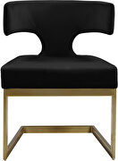 Floating gold base / black velvet curved back dining chair by Meridian additional picture 3