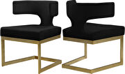 Floating gold base / black velvet curved back dining chair by Meridian additional picture 4