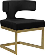 Floating gold base / black velvet curved back dining chair by Meridian additional picture 6