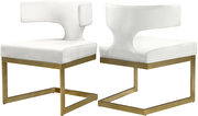 Floating gold base / cream velvet curved back dining chair by Meridian additional picture 3