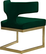 Floating gold base / green velvet curved back dining chair by Meridian additional picture 4