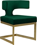Floating gold base / green velvet curved back dining chair by Meridian additional picture 7