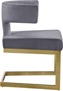 Floating gold base / gray velvet curved back dining chair by Meridian additional picture 2