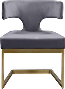 Floating gold base / gray velvet curved back dining chair by Meridian additional picture 5