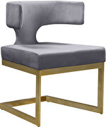 Floating gold base / gray velvet curved back dining chair by Meridian additional picture 6