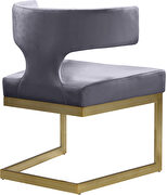 Floating gold base / gray velvet curved back dining chair by Meridian additional picture 7