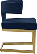 Floating gold base / blue velvet curved back dining chair by Meridian additional picture 2