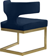 Floating gold base / blue velvet curved back dining chair by Meridian additional picture 5