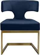 Floating gold base / blue velvet curved back dining chair by Meridian additional picture 6
