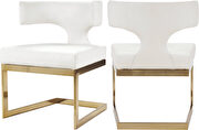 Floating gold base / white leather curved back dining chair by Meridian additional picture 2