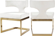 Floating gold base / white leather curved back dining chair additional photo 2 of 5