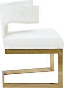 Floating gold base / white leather curved back dining chair additional photo 3 of 5
