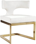 Floating gold base / white leather curved back dining chair additional photo 4 of 5