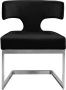 Floating silver base / black velvet curved back dining chair by Meridian additional picture 2