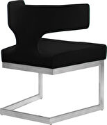 Floating silver base / black velvet curved back dining chair by Meridian additional picture 5