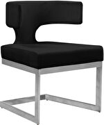 Floating silver base / black velvet curved back dining chair by Meridian additional picture 6
