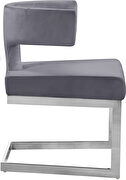 Floating silver base / gray velvet curved back dining chair by Meridian additional picture 2