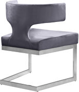Floating silver base / gray velvet curved back dining chair by Meridian additional picture 3