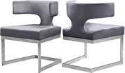 Floating silver base / gray velvet curved back dining chair by Meridian additional picture 4
