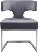 Floating silver base / gray velvet curved back dining chair by Meridian additional picture 6