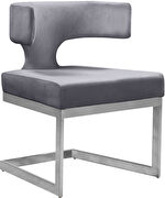 Floating silver base / gray velvet curved back dining chair by Meridian additional picture 7