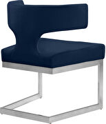 Floating silver base / navy velvet curved back dining chair by Meridian additional picture 3