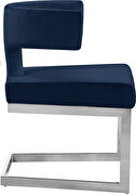 Floating silver base / navy velvet curved back dining chair by Meridian additional picture 4