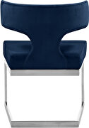 Floating silver base / navy velvet curved back dining chair by Meridian additional picture 5