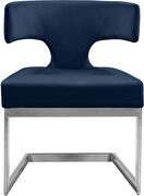 Floating silver base / navy velvet curved back dining chair by Meridian additional picture 6