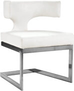 Floating silver base / white leather curved back dining chair by Meridian additional picture 4