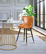 Stylish bar stool w/ golden trim and leg tips by Meridian additional picture 2