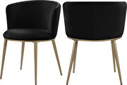 Contemporary dining chair pair in black velvet by Meridian additional picture 6