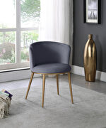 Contemporary dining chair pair in gray velvet by Meridian additional picture 5
