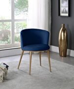 Contemporary dining chair pair in navy velvet by Meridian additional picture 4