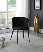 Contemporary dining chair pair in black velvet additional photo 2 of 6