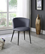 Contemporary dining chair pair in gray velvet by Meridian additional picture 4