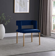 Navy velvet fashionable dining chair additional photo 2 of 6