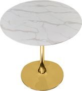 White / glass round marble top / gold base dining table by Meridian additional picture 2