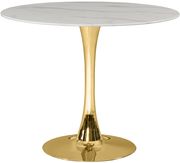 White / glass round marble top / gold base dining table by Meridian additional picture 3
