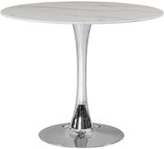 White / glass round marble top / chrome base dining table additional photo 2 of 2