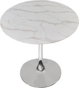 White / glass round marble top / chrome base dining table by Meridian additional picture 3