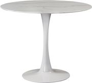White / glass round marble top / white base dining table by Meridian additional picture 2